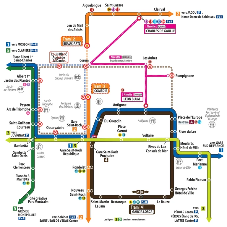 À Montpellier, les trajets en tram déviés tout l’été