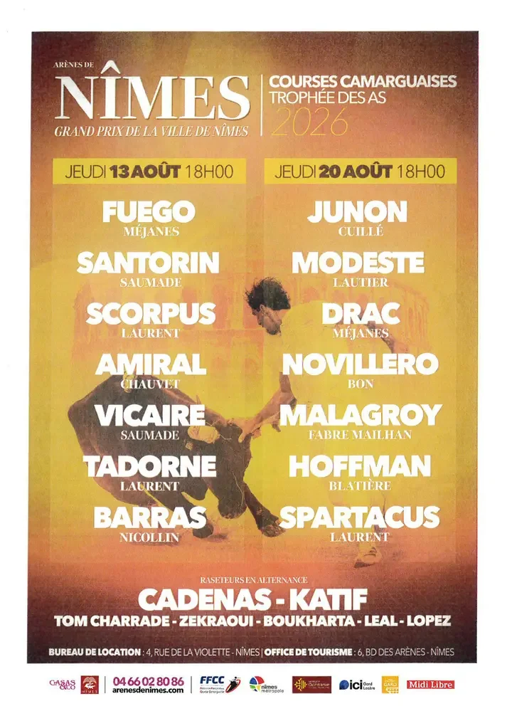 Courses camarguaises aux Arènes de Nîmes : le programme du 20 août: ce qu'il faut retenir