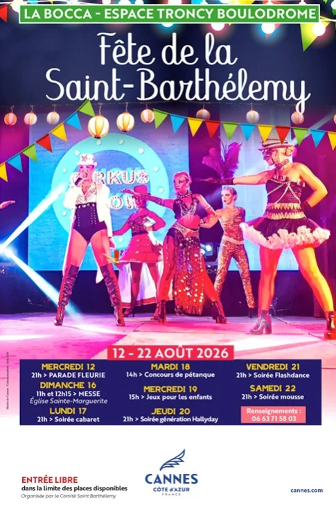 Saint-Barthélemy à Cannes : dix jours de fêtes gratuites